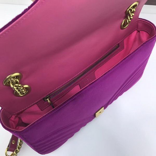 Gucci GG Marmont Embroidered Velvet Bag 443496 Purple