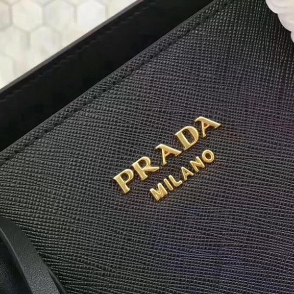 Prada Bibliotheque Medium Saffiano Top-Handle Tote Bag 1BG088 Black