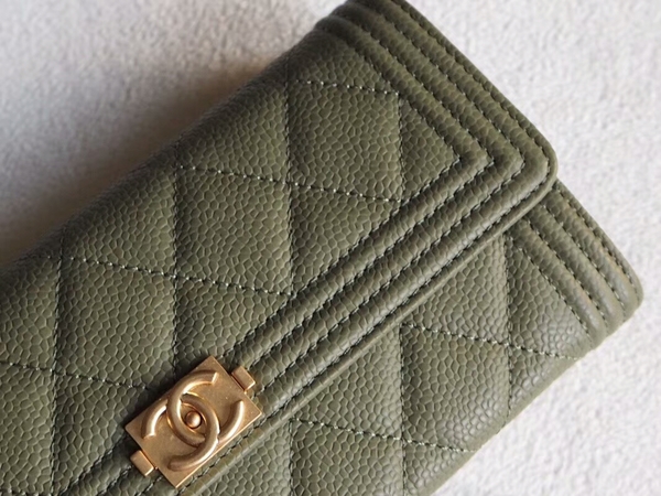 Chanel Boy Matelasse Long Wallet Calfskin Leather CHA5264 Green