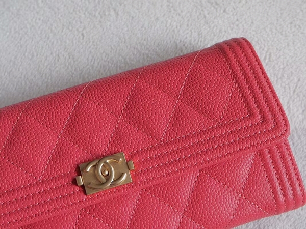 Chanel Boy Matelasse Long Wallet Calfskin Leather CHA5264 Pink