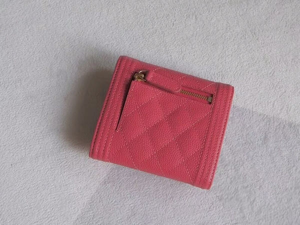 Chanel Tri-Fold Wallet Calfskin Leather A48980 Pink