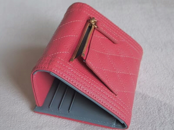 Chanel Tri-Fold Wallet Calfskin Leather A48980 Pink