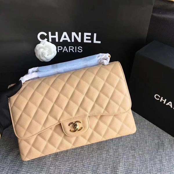 Chanel Flap Shoulder Bags Camel Original Calfskin Leather CF1113 Gold