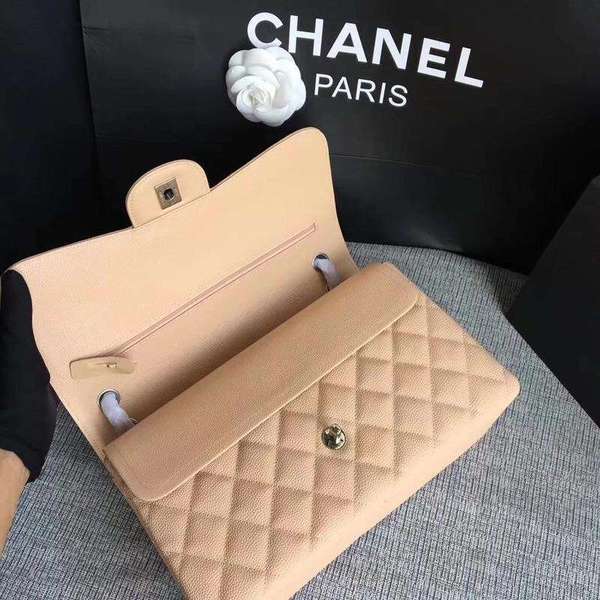 Chanel Flap Shoulder Bags Camel Original Calfskin Leather CF1113 Silver