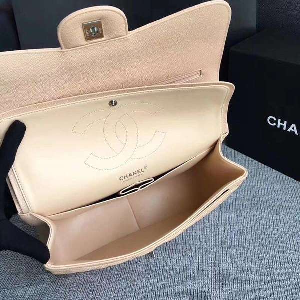 Chanel Flap Shoulder Bags Camel Original Calfskin Leather CF1113 Silver