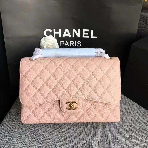 Chanel Flap Shoulder Bags Pink Original Calfskin Leather CF1113 Gold