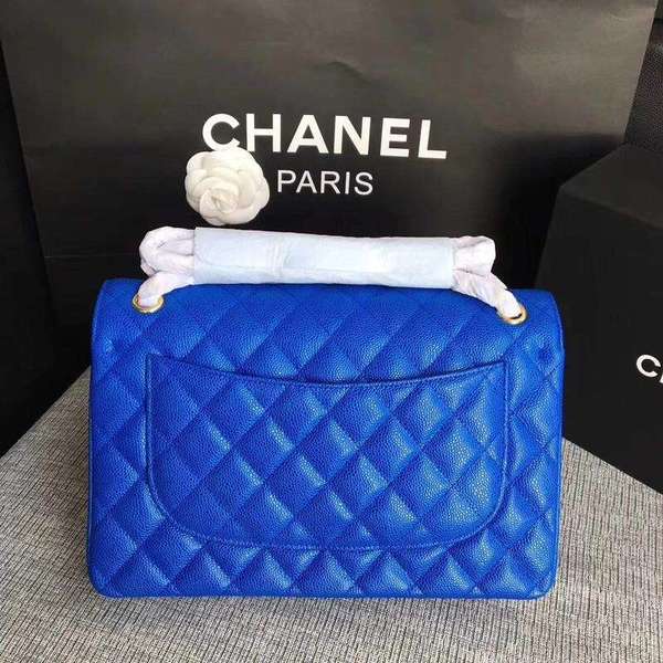 Chanel Flap Shoulder Bags Blue Original Calfskin Leather CF1113 Gold