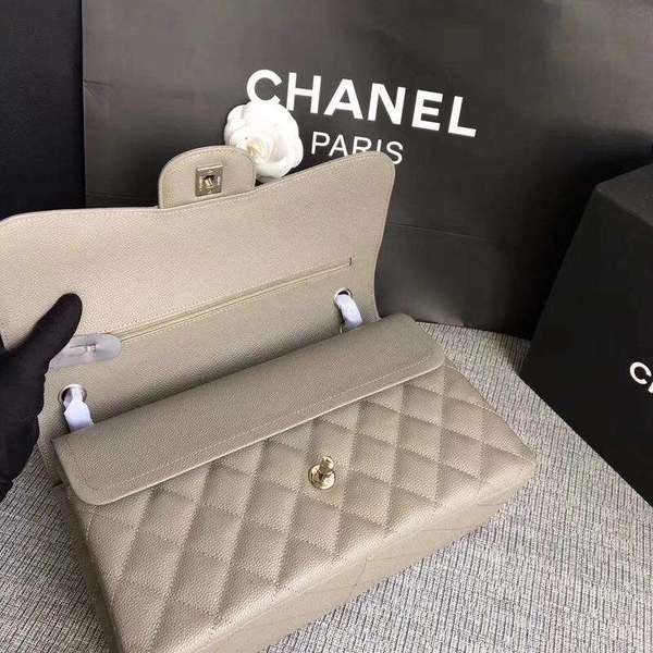 Chanel Flap Shoulder Bags Grey Original Calfskin Leather CF1113 Silver