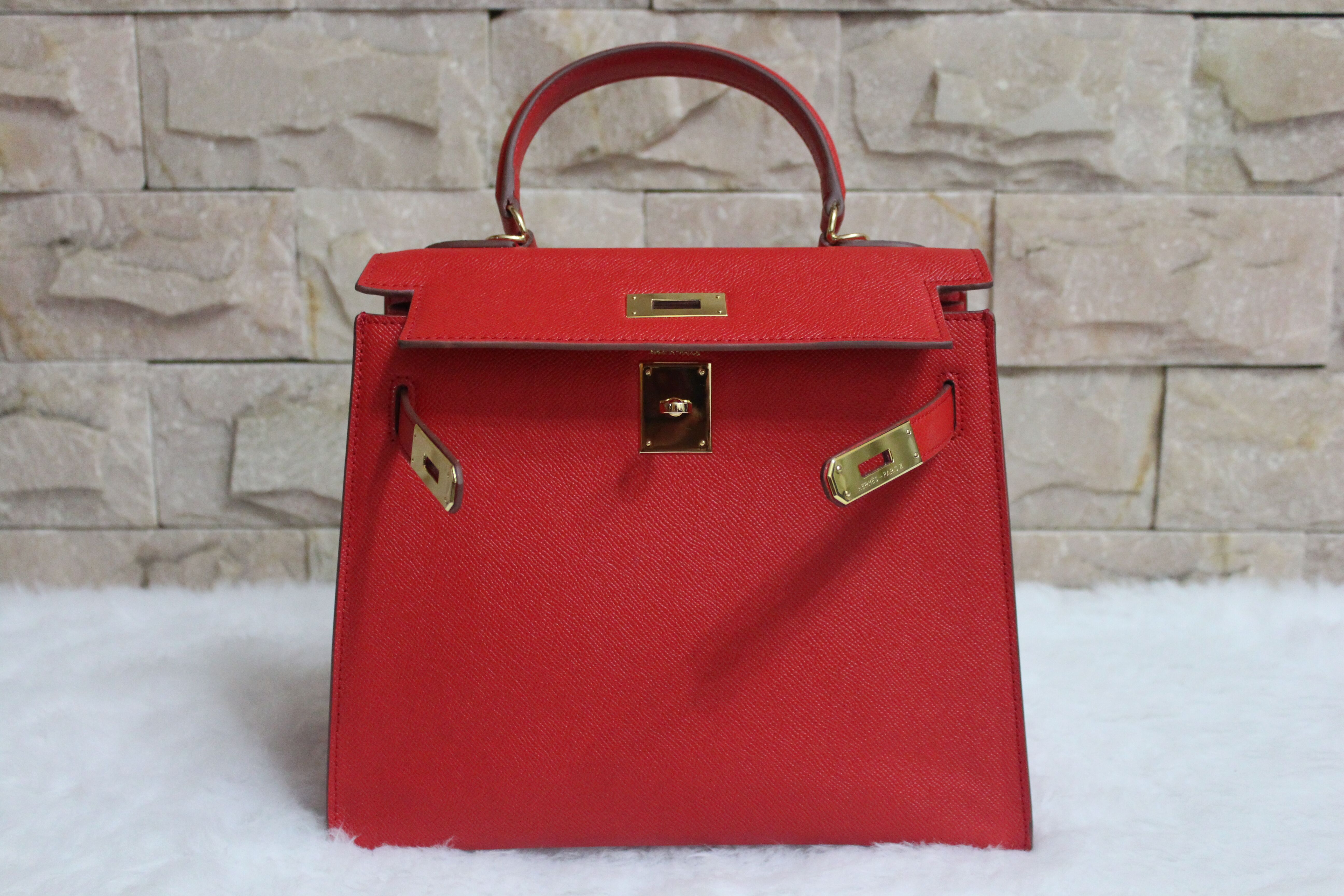 Hermes Kelly 28cm Shoulder Bags espom leather Red