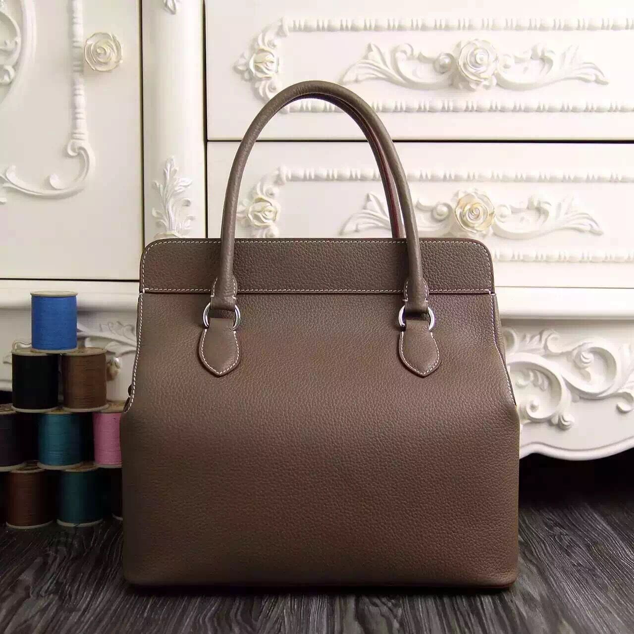 Hermes Original Leather Toolbox Handbag 5689 Brown