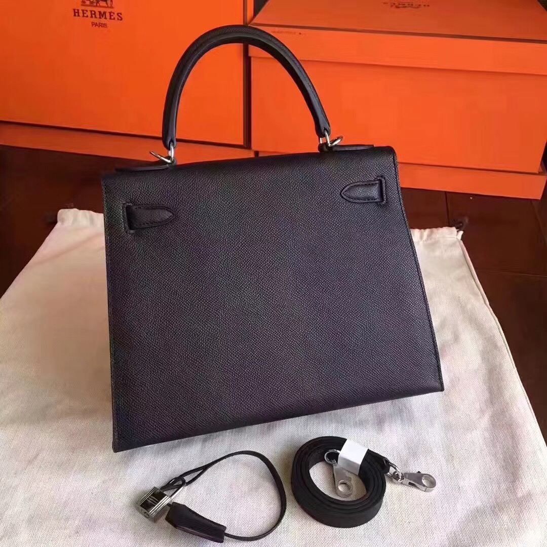 Hermes Kelly 32cm Shoulder Bags Original espom leather black