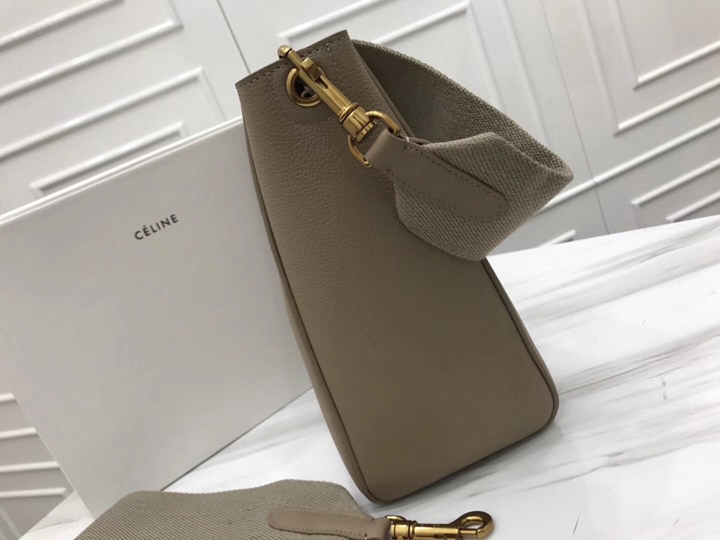 Celine Calfskin Leather Shoulder Bag 5530 grey