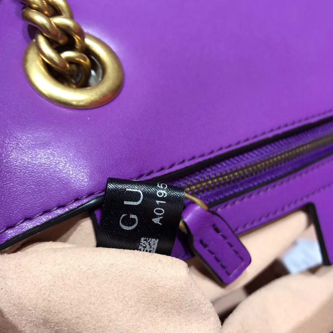 Gucci GG Marmont Sheenskin Shoulder Bag 443497A  purple