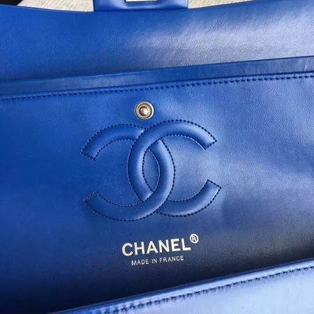 Chanel Flap Shoulder Bag Blue Original Sheepskin Leather CF1112V Silver