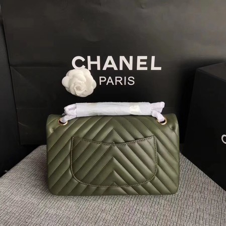 Chanel Flap Shoulder Bag Green Original Sheepskin Leather CF1112V Gold