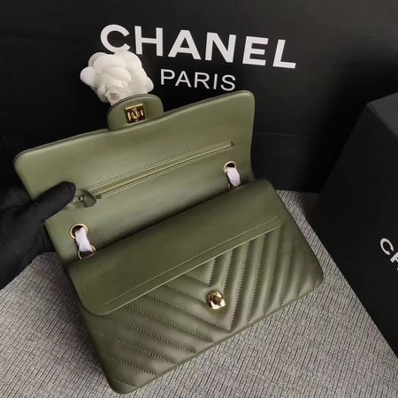 Chanel Flap Shoulder Bag Green Original Sheepskin Leather CF1112V Gold