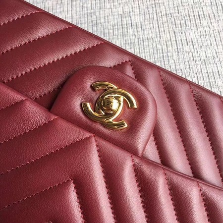 Chanel Flap Shoulder Bag Wine Original Sheepskin Leather CF1112V Gold