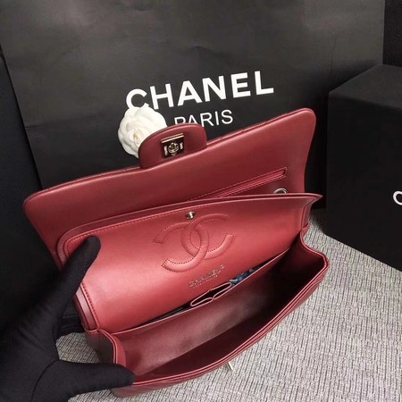 Chanel Flap Shoulder Bag Wine Original Sheepskin Leather CF1112V Silver