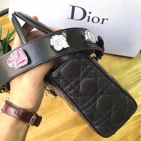 Dior Lucky Badges Original Sheepskin Leather Bag 88034 Black