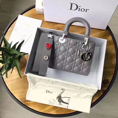 Dior Lucky Badges Original Sheepskin Leather Bag 88034 Grey