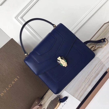 BVLGARI Original Calfskin Leather Tote Bag 3781 Blue