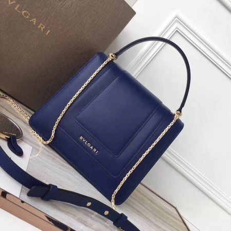 BVLGARI Original Calfskin Leather Tote Bag 3781 Blue