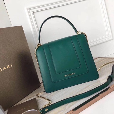 BVLGARI Original Calfskin Leather Tote Bag 3781 Green