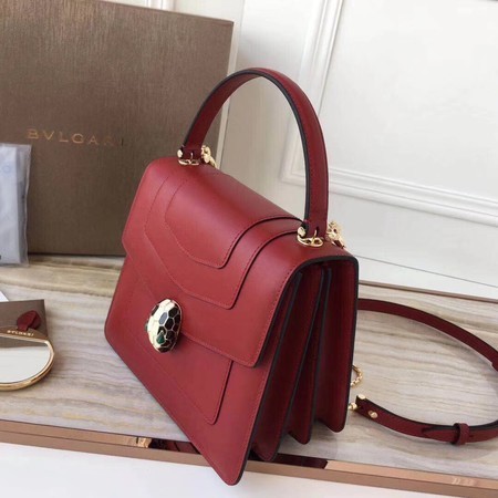 BVLGARI Original Calfskin Leather Tote Bag 3781 Red