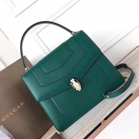 BVLGARI Original Calfskin Leather Tote Bag 3782 Green