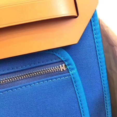 Hermes Herbag 31CM Original Canvas Leather & Calfskin 45987 Blue&Apricot