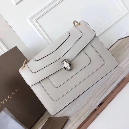 BVLGARI Serpenti Forever Original Calfskin Leather Shoulder Bag 3780 Offwhite