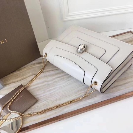 BVLGARI Serpenti Forever Original Calfskin Leather Shoulder Bag 3780 Offwhite