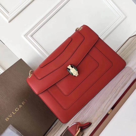 BVLGARI Serpenti Forever Original Calfskin Leather Shoulder Bag 3780 Red