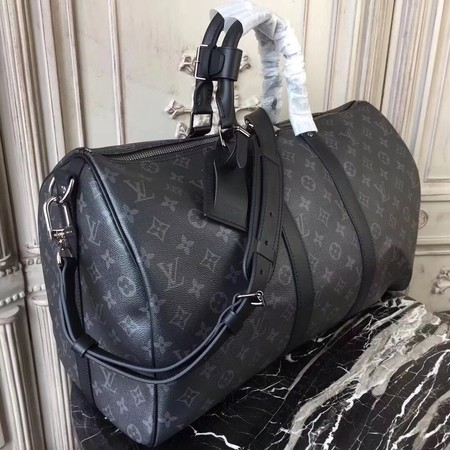 Louis Vuitton Monogram Eclipse Canvas KEEPALL 41418 LF Black