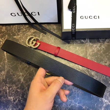 Gucci 30MM Leather Belt 414524 Red&Black