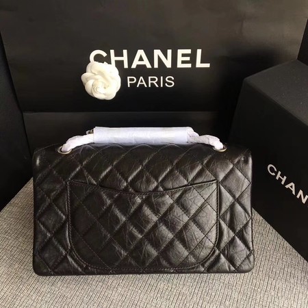 Chanel Flap Shoulder Bag Black Original Calfskin Leather 277 Silver