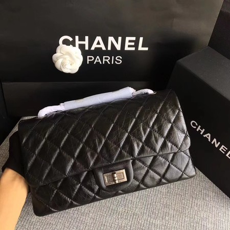 Chanel Flap Shoulder Bag Black Original Calfskin Leather 277 Silver