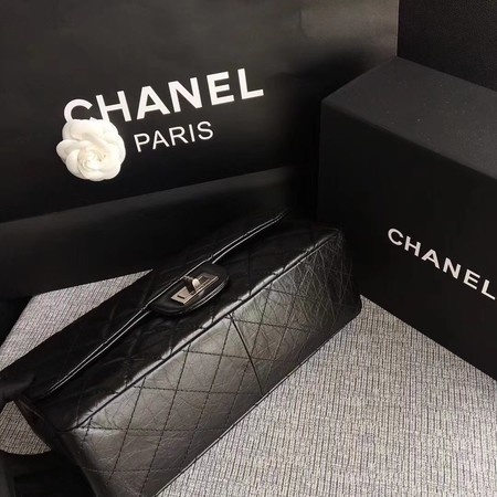 Chanel Flap Shoulder Bag Black Original Calfskin Leather 277 Silver