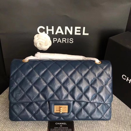 Chanel Flap Shoulder Bag Blue Original Calfskin Leather 277 Gold