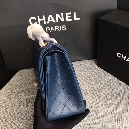 Chanel Flap Shoulder Bag Blue Original Calfskin Leather 277 Gold