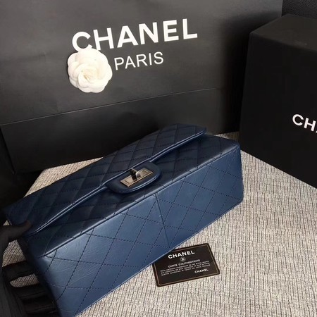 Chanel Flap Shoulder Bag Blue Original Calfskin Leather 277 Silver