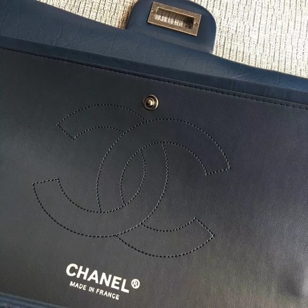 Chanel Flap Shoulder Bag Blue Original Calfskin Leather 277 Silver