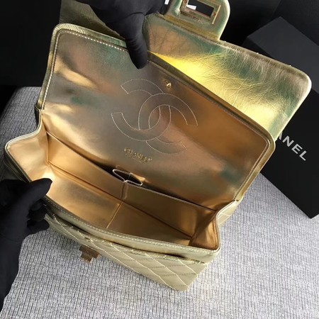 Chanel Flap Shoulder Bag Gold Original Calfskin Leather 277 Gold