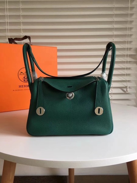 Hermes Lindy Original Togo Leather Bag 5086 Green