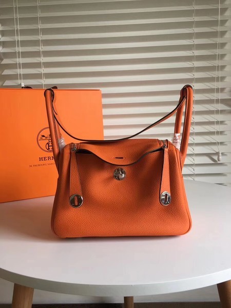 Hermes Lindy Original Togo Leather Bag 5086 Orange