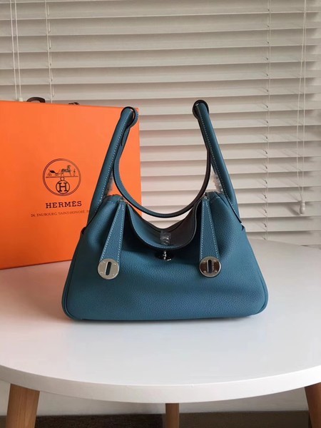 Hermes Lindy Original Togo Leather Bag 5086 Dark Blue