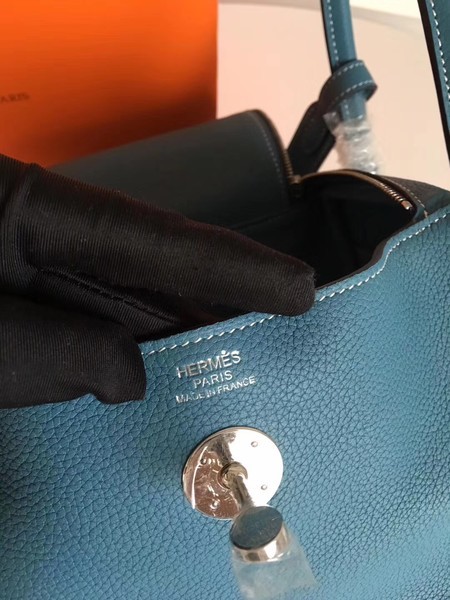 Hermes Lindy Original Togo Leather Bag 5086 Dark Blue