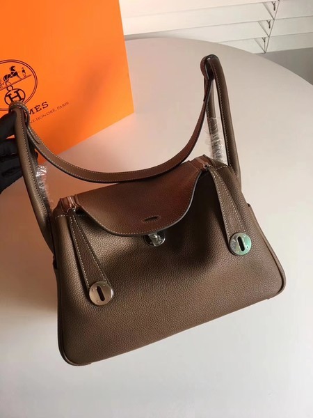 Hermes Lindy Original Togo Leather Bag 5086 Dark Grey