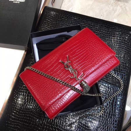 Yves Saint Laurent Crocodile Leather Shoulder Bag 1456 Red