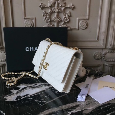 Chanel WOC Original Sheepskin Leather Shoulder Bag 33814 Offwhite